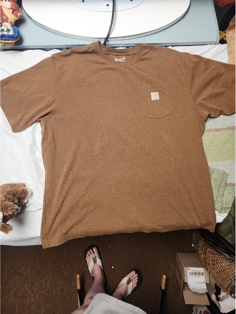 Carhartt Men's Brown Long Sleeve Pocket T-Shirt Size 2XL-Loose Fit!.